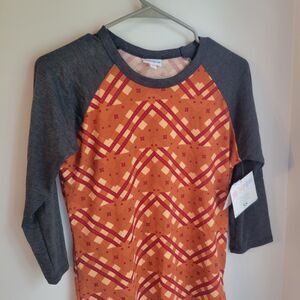 LuLaRoe XS Randy Baseball Long Sleeve Top NWT